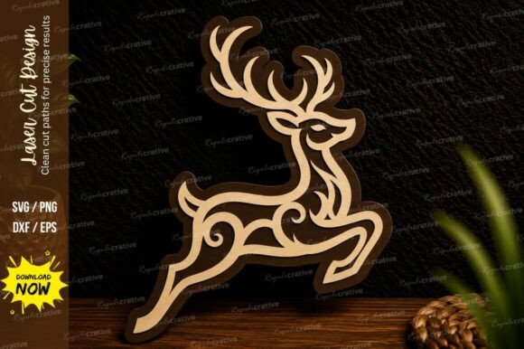 Download Running Reindeer Laser Cut Svg Design - Svg Collection