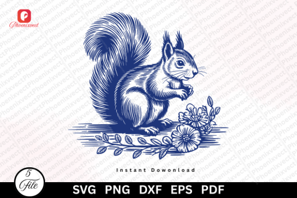 Download Hand Drawn Woodland Floral Squirrel SVG - Svg Collection