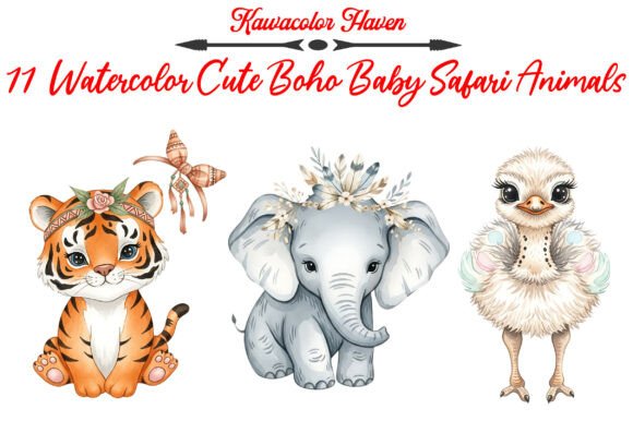 Download Watercolor Cute Boho Baby Safari Animals - Safari animals Collection