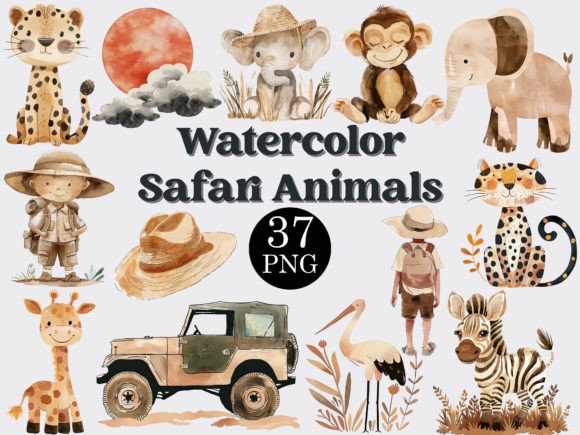 Download Watercolor Safari Animals Clipart Bundle - Safari animals Collection