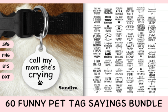 Download 60 Funny Pet Tag Sayings SVG Bundle - Svg Collection