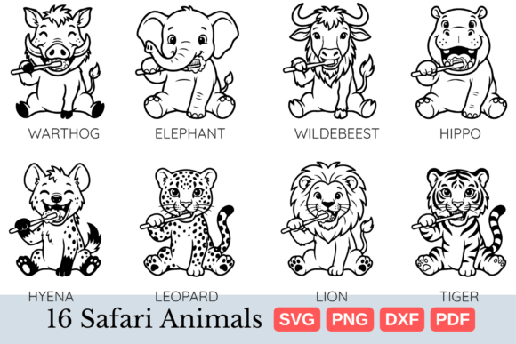 Download Cute Safari Animals Brushing Teeth SVG - Svg Collection