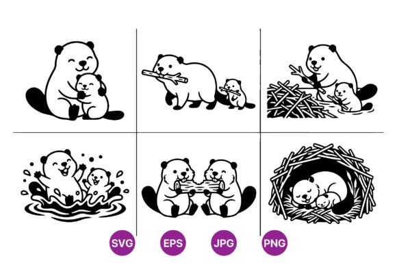 Download Cute Otter Family SVG Clipart - Svg Collection