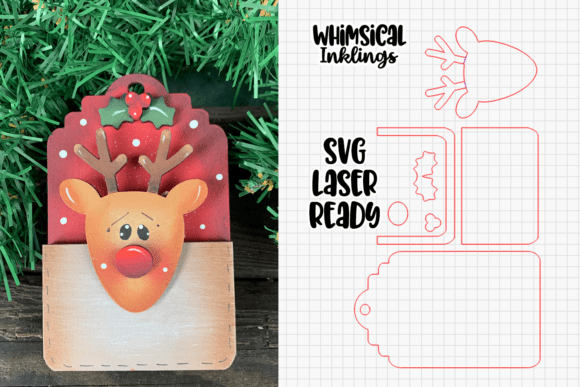 Download Reindeer Gift Card Holde Laser SVG - Svg Collection