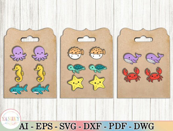 Download Kawaii Sea Life Earrings SVG Bundle - Svg Collection