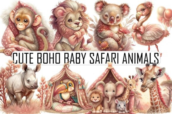 Download Watercolor Cute Boho Baby Safari Animals - Safari animals Collection