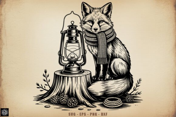 Download Cozy Woodland Fox Winter Lantern SVG - Svg Collection
