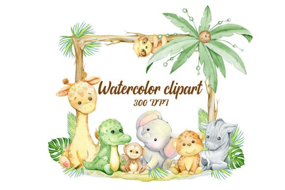 Download Baby Safari Animals PNG, Frame. Watercol - Safari animals Collection
