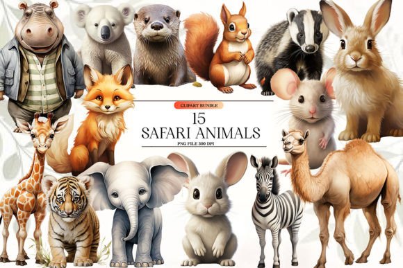 Download Watercolor Safari Animals Clipart - Safari animals Collection