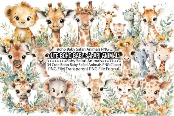 Download Cute Boho Baby Safari Animals - Safari animals Collection