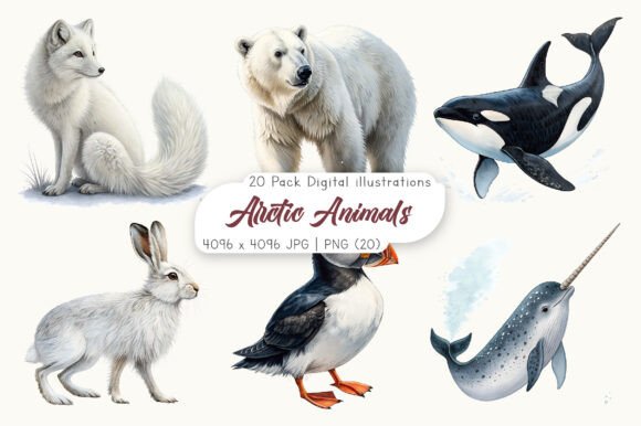Download Watercolor Arctic Animals Clipart - Watercolor arctic Collection