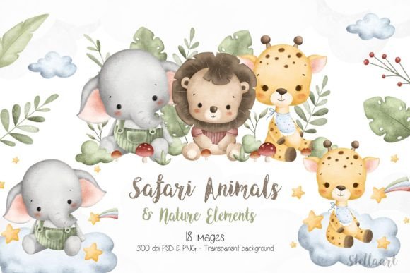 Download Watercolor Safari Animals and Nature - Safari animals Collection