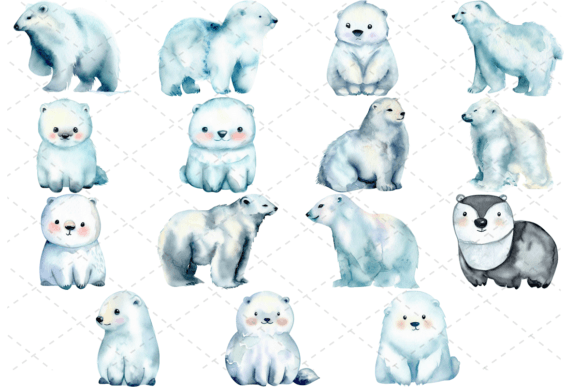 Download 15 Watercolor Arctic Animals Bundle - Watercolor arctic Collection