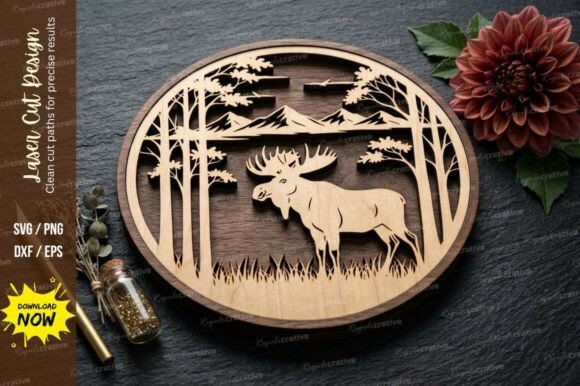 Download Moose Forest Scene Laser Cut Svg Cutting - Svg Collection