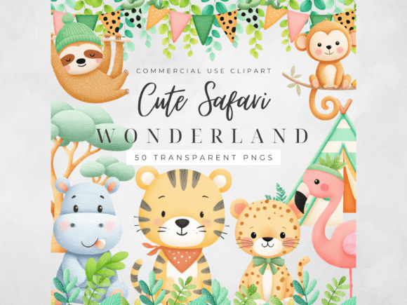 Download Safari Animals Clipart Watercolor PNG - Safari animals Collection
