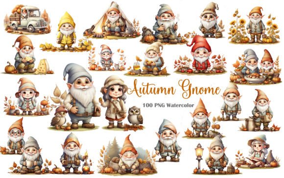 Download Watercolor Autumn Gnome Clipart Bundle - Autumn Collection