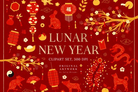 Download Lunar New Year SVG Digital Clipart Set - Svg Collection