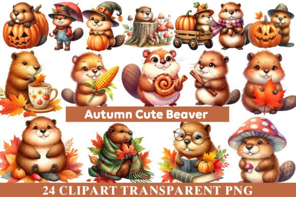 Download Autumn Cute Beaver Clipart - Autumn Collection