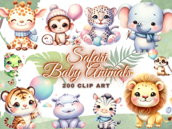 Download 200 Cute Baby Safari Animals Clipart PNG - Safari animals Collection