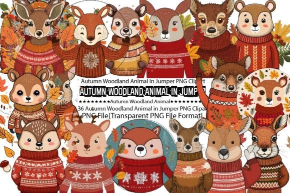Download Autumn Woodland Animal in Jumper PNG - Autumn Collection