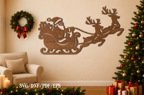 Download Santa Sleigh Reindeer Laser Cut SVG - Svg Collection