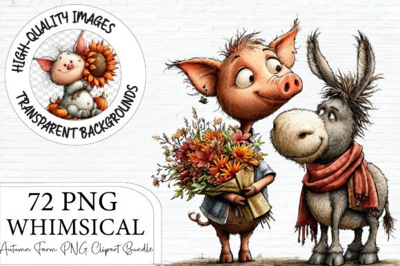 Download Whimsical Autumn Farm Animals Clipart - Autumn Collection