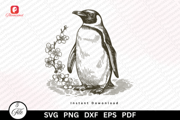 Download Hand Drawn Coastal Vintage Penguin SVG - Svg Collection