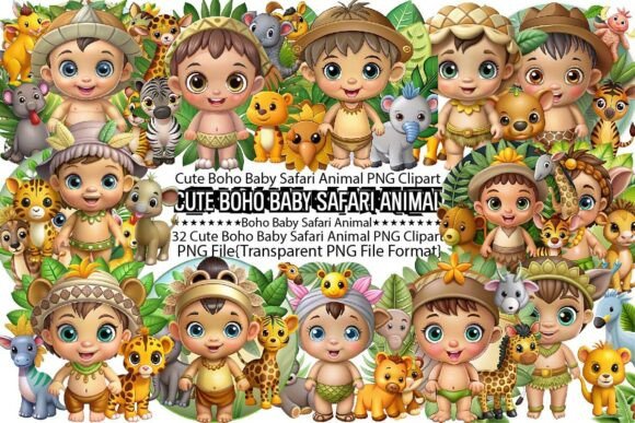 Download Cute Boho Baby Safari Animals PNG - Safari animals Collection