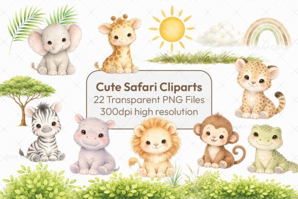 Download Cute Safari Animals Clipart Set - Safari animals Collection