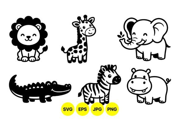 Download Cute Safari Animal Clipart SVG - Svg Collection