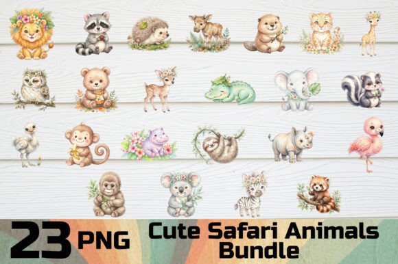 Download Cute Safari Animals Clipart PNG Bundle - Safari animals Collection