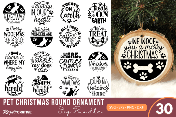 Download Pet Christmas Round Ornament SVG Bundle - Svg Collection