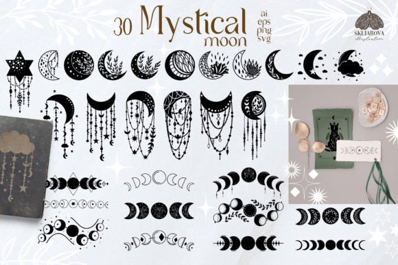 Download Mystical Moon and Moon Phases SVG PNG - Svg Collection