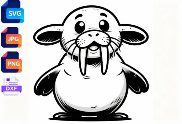 Download Cute Walrus Cartoon Animal SVG DXF PNG - Svg Collection
