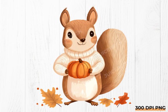 Download Autumn Squirrel with Pumpkin PNG Clipart - Autumn Collection