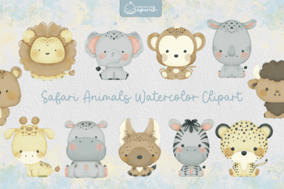 Download Cute Safari Animals Watercolor Clipart - Safari animals Collection
