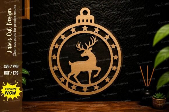 Download Reindeer Ornament Laser Cut SVG Design - Svg Collection