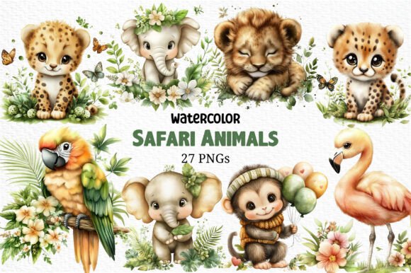 Download Watercolor - Safari Animals Png - Safari animals Collection