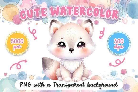 Download Cute Watercolor Arctic Fox - Premium Resources