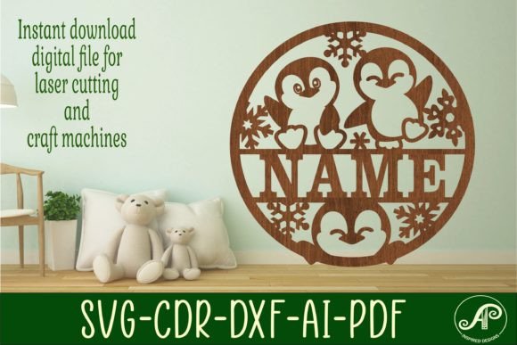 Download Penguins Name Sign Svg Laser Cut Art - Svg Collection