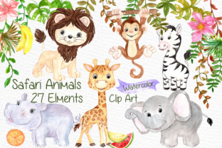 Download Watercolor Safari Animals Clipart Kids Jungle Animals Clipart - Safari animals Collection
